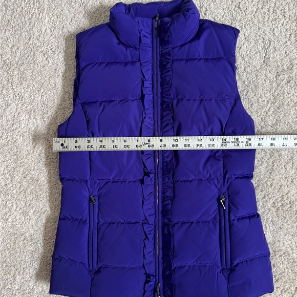 Talbots Rich Purple Puffer Vest with Ruffle Trim - Picture 5 of 7